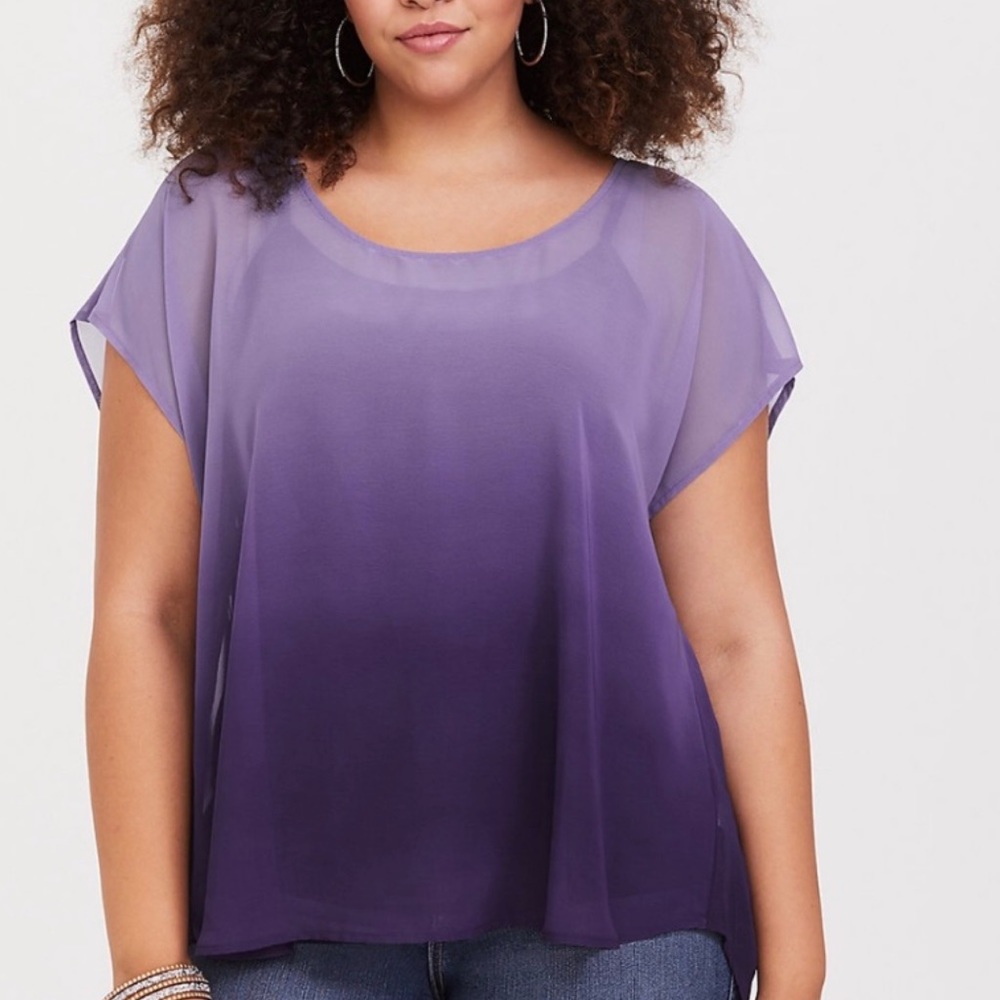 Torrid purple ombre chiffon top Plus Size 3